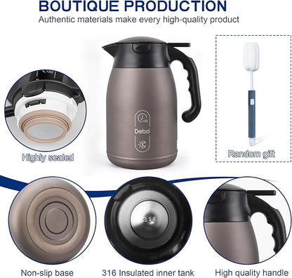 Thermal Coffee Carafe-71oz vacuum Coffee Carafe For Keeping Hot Liquids,Coffee Carafe,Thermal Stainless Steel, Coffee Carafes Press On Lid, Coffee Dispenser.(2.1l) oatmeal