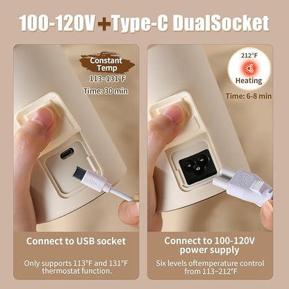 Travel Electric Kettle 304 Stainless Steel Portable Water Heater 450ml Plug in Small Water Boiler with Storage Bag