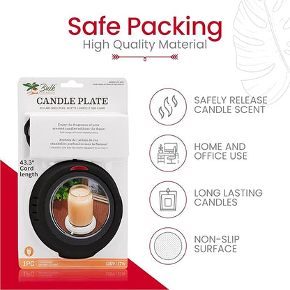 Candle Warmer Plate Safely Releases Scents Without a Flame- Used as Candle Jar Warmer, Candle Melter, Coffee Warmer, Mug Warmer, Cup Warmer in Your Home & Office (Black)