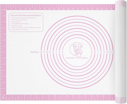 Non-stick Pastry Mat Extra Large with Measurements, Silicone Baking Mat, Kitchen Counter Mat, Dough Rolling Mat, Oven Liner, Fondant Mat, Pie Crust Mat Silicone Bread Mat