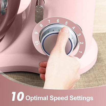 Kitchen in the box 7QT 900W 10-Speed Stand Mixer, Tilt-Head Kitchen Electric Mixer with Dough Hook, Whisk & Flat Beater(Rose pink)