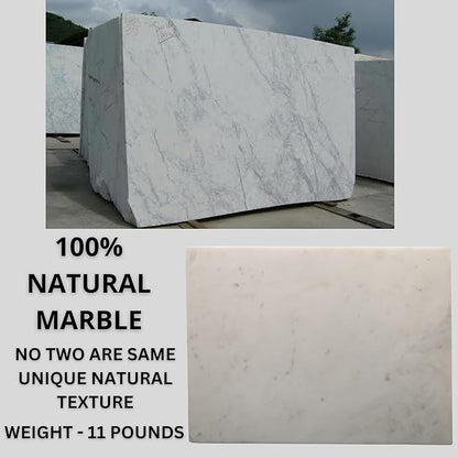 Marble Cheese and Pastry Board 16 x 12 Inch – Natural Carrara White Marble Cutting Board and Serving Tray for Dough, Bread, Pizza, Charcuterie – Heavy, Non-Slip, Gift-Ready.