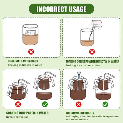 CARGEN 50Pcs Portable Coffee Filter Paper Bag - Hanging Ear Drip Coffee Bags Single Serve Disposable Pour Over Filter Bag for Camping, Backpacking, Travel, Office, Home, Outdoor and on the go