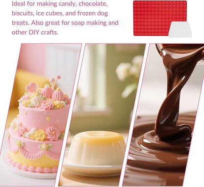 1 Pcs Heart Silicone Chocolate Molds for Gummy, Candy, Small Homemade Treats With Scraper,Gummy Silicone Molds