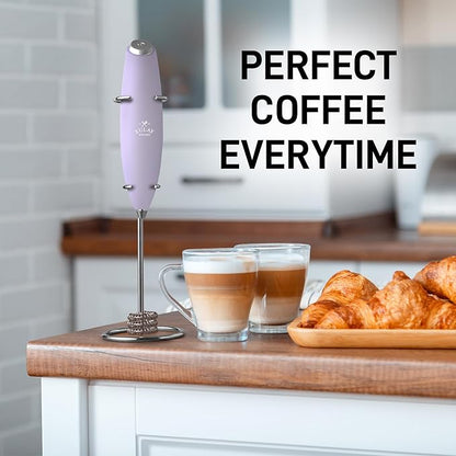 Zulay Kitchen Patented Tornado Triple Whisk Milk Frother with 4 Duracell Batteries – Handheld Foam Maker for Coffee, Lattes, Matcha & Hot Chocolate – Rich, Creamy Froth in Seconds