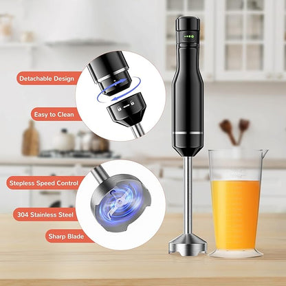 G.a HOMEFAVOR Handheld Corded Hand Blenders Set: 1000W Trigger Variable Speed 5 in 1 Stick Blenders with Stainless Steel Blade, Mixing Beaker, Whisk, Milk Frother for Soup, Baby Food, Smoothies