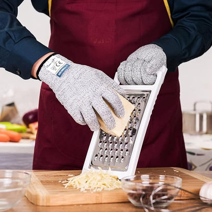 Dowellife Cut Resistant Gloves Food Grade Level 5 Protection, Safety Kitchen Cuts Gloves for Oyster Shucking, Fish Fillet Processing, Mandolin Slicing, Meat Cutting and Wood Carving. (Medium-12 Pairs)
