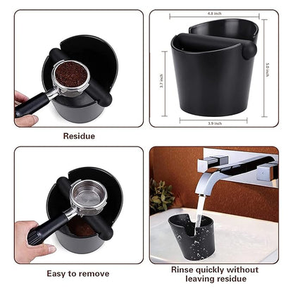 Ailelan Coffee Knock Box, Espresso Dump Bin, Coffee Bin, 4.8 Inch Espresso Knock Box Shock-Absorbent Durable Barista Style with Removable Knock Bar and Non-Slip Base(Round)