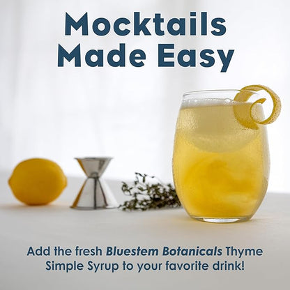Bluestem Botanicals Organic Thyme Simple Syrup, 8 oz, Cocktail and Mocktail Mixer for Drinks, Non-Alcoholic