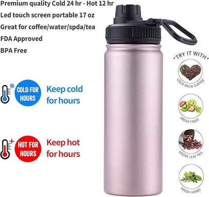 Infuser Travel Mug with Removable loose leaf Tea Strainer Bottle 18/8 Stainless Steel Insulated Tumbler for Women Rosegold