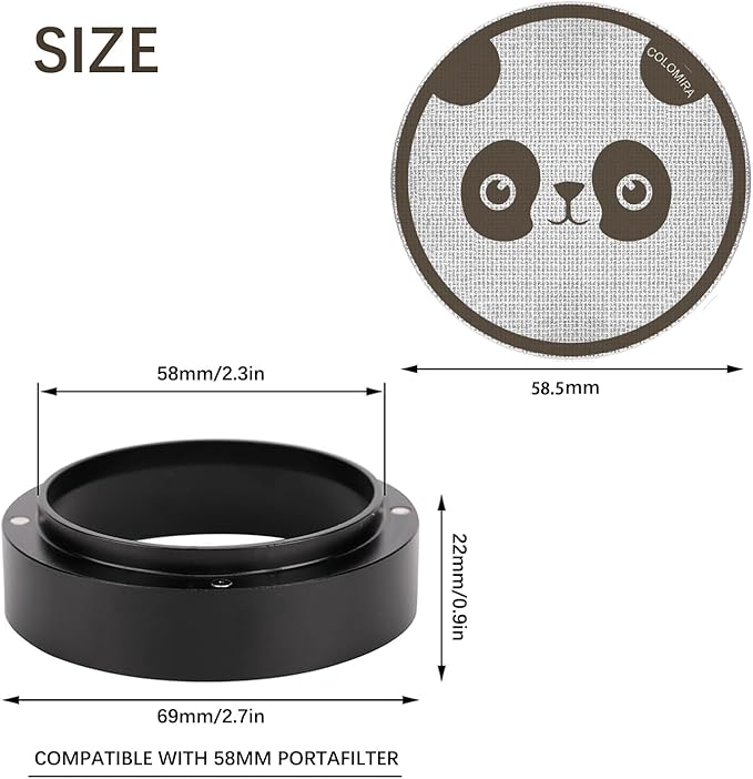 58mm Espresso Accessories Kit, Dosing Funnel and Puck Screen Set, Magnetic Coffee Funnel, 58.5mm Reusable Espresso Puck Screen, Espresso Tools(Panda)