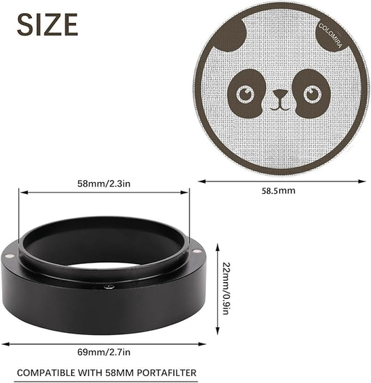 58mm Espresso Accessories Kit, Dosing Funnel and Puck Screen Set, Magnetic Coffee Funnel, 58.5mm Reusable Espresso Puck Screen, Espresso Tools(Panda)