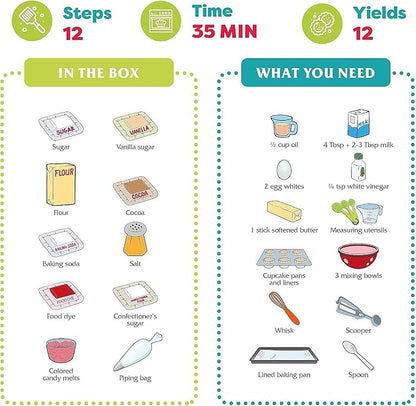 Baketivity Kids Baking Set, Meal Cooking Party Supply Kit for Teens, Real Fun Little Junior Chef Essential Kitchen Lessons, Includes Pre-Measured Ingredients (Baketivity Kit, Red Velvet)