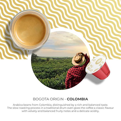 Piu Bello Coffee Pods - Nespresso Machine (Original) Compatible Capsules Pack - Rich & Balanced Taste - Strong Italian Espresso Flavored - Kosher Certified (120 Count Single Flavor) (Bogota)