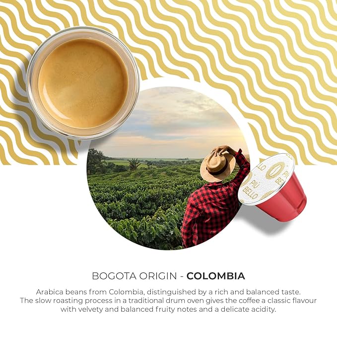 Piu Bello Bogota Espresso Coffee Pods for Nespresso Original Machines – Compatible Capsules Pack – Rich & Balanced Taste – Strong Italian Espresso Flavor – Kosher Certified (60 Count, Single Flavor)