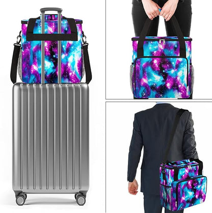 Funny Galaxy Coffee Maker Carring Bag Glitter Space Travel Storage Tote Bag Compatible with Keurig K-Mini or K-Mini Plus Portable Single Serve Coffee Brewer Case with Pockets for K-cup Pods