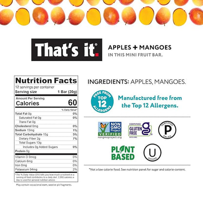 That's it. Mini Fruit Bars Gift Pouch (Variety 36 Count) No Sugar Added, Plant-Based, Vegan & Gluten Free, Paleo, Non GMO, Fiber (12 Banana, 12 Blueberry, 12 Mango)
