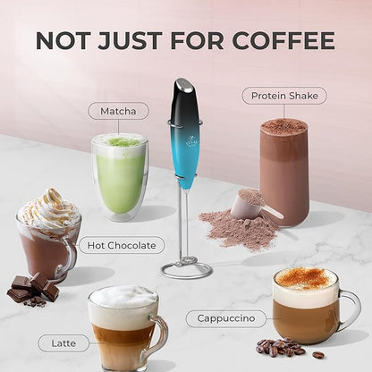 Zulay Powerful Milk Frother Handheld Foam Maker for Lattes - Whisk Drink Mixer for Coffee, Mini Foamer for Cappuccino, Frappe, Matcha, Hot Chocolate by Milk Boss - Marine