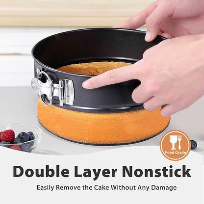 Springform Pan 9 Inch Nonstick Cheesecake Pan with Protector, Leakproof Spring Form Pan for Cheesecake, Round Cheese Cake Pans for Baking, 9 Inch Springform Cake Pan with 50Pcs Parchment Paper
