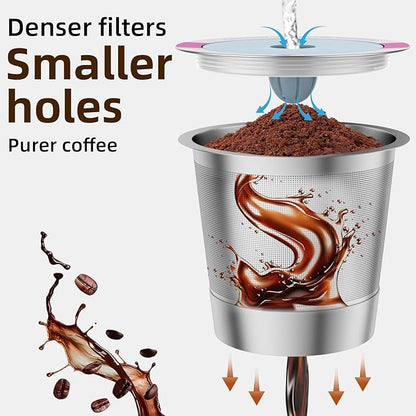 2 Pack Reusable K Cup Coffee Pods, Universal Stainless Steel Refillable K Cup Coffee Filters for Keurig 1.0 and 2.0 Coffee Makers
