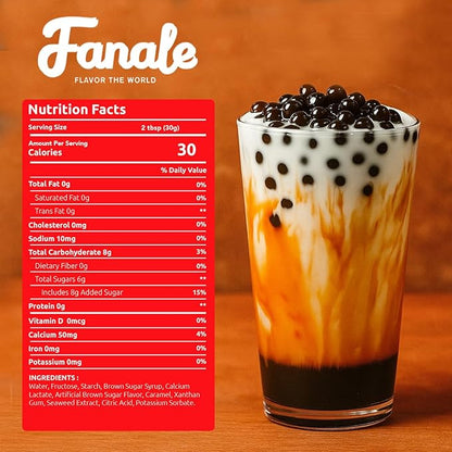Fanale Brown sugar Popping Boba Pearls, Vegan, Non GMO, Gluten Free, Fat Free, Perfect for Bubble Tea, Smoothies, Ice Cream, Desserts, and Beverages