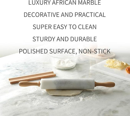 Koville Marble Rolling Pin, Non-Stick African Stone Polished Dough Roller, Pasta, Dumpling, Ravioli, Fondant, Pie Crust, Kitchen Baking Pastry Tools(Namib Fantasy)