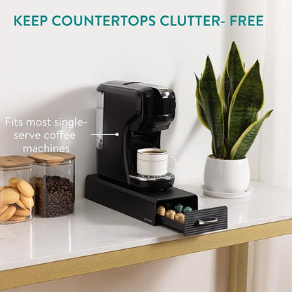 Navaris Coffee Pod Holder, Black - Compact, Space Saving Coffee Capsule Storage Holders - Durable Espresso Organiser Station - Coffee Machine Drawer Ideal for Small Kitchens