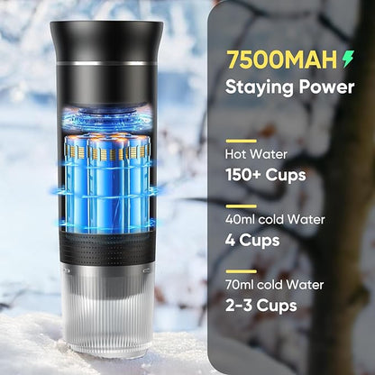 Portable Espresso Machine, Travel Coffee Machine for Camping, Car Self-Heating Coffee Maker with USB-C,Compatible With Ground Coffee & NS Capsules, Portable Espresso Maker for RV, Home, Hiking