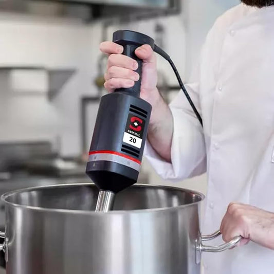 Sammic XM-21 Immersion Stick Blender, Commercial Handheld Food Blender, 13 Qt Capacity, Variable Speed 1,500–15,000 RPM, 9.4" Stainless Steel Arm with Splash Guard, Ergonomic Grip