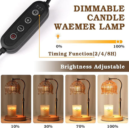 Christmas Birthday Gifts for Women, Candle Warmer Lamp with Timer & Height Adjustable, House Warming Gift for New Home Enssentials, Gift for Mom Grandma, Flower Candle Warming Lamp