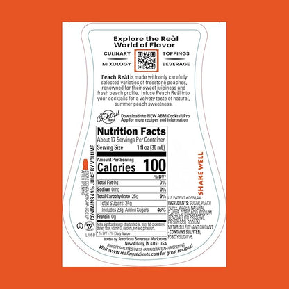 Peach Reàl Infused Exotics, Peach Puree Infused Syrup, 16.9 FL OZ Squeezable Bottle (Pack of 3)