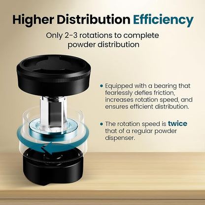 MHW-3BOMBER 51mm Coffee Distributor, Gravity Espresso Distribution Tool with Adaptive Height for Barista, Coffee Leveler for 51mm Portafilter, Black, Astra Distributor, T7019-OS