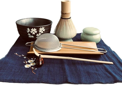 Artcome Traditional Japanese Matcha Tea Set, Matcha Whisk, Traditional Scoop, Matcha Bowl & Caddy, Ceramic Whisk Holder, Handmade Matcha Ceremony Kit (9Pcs)
