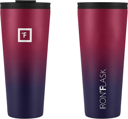 IRON °FLASK Classic Tumbler - Vacuum Insulated Stainless Steel Water Bottle, Double Walled, Drinking Cup, Insulated Travel Mug (Dark Rainbow, 32 oz Solid Lid)