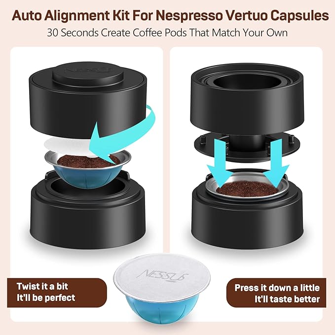 Nessus 100 PCS Original Aluminum Foil Lids from Vertuo Reusable Pods Kit, [ALSeal EZ FIT] for Nespresso Refillable Pods, Compatible with Nespresso Vertuoline Machine(Foil Seals Only)