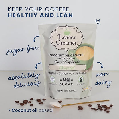 Leaner Coffee Creamer Coconut Oil Creamer, 280 Refill Pouch