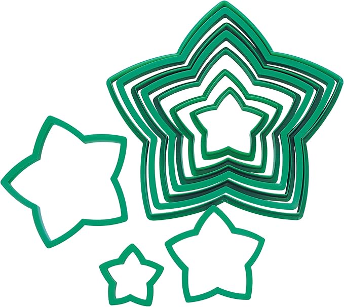 R&M International Star Tree Cookie Cutters to Make 3D Tree, 10-Piece Plastic Set