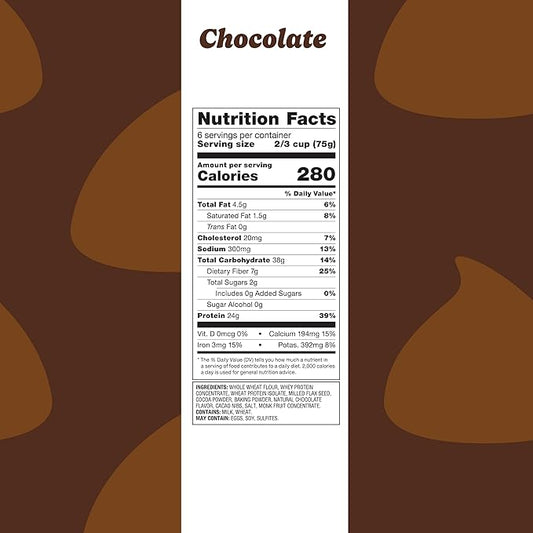 Flourish Protein Pancake & Waffle Mix, with Whey Protein & Flax Seed, No Added Sugar, High in Protein & Fiber - Just Add Water - Chocolate Flavour, 430g (3 Pack) - Made in Canada