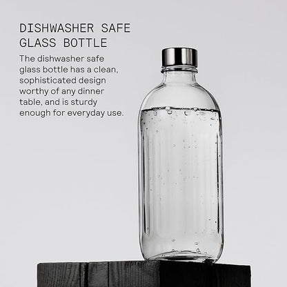 Aarke Carbonator Pro, Sparkling & Carbonation Water Machine, Stainless Steel with Glass Reusable Bottle Volume 800 mL/27 fl oz (Matte Black)