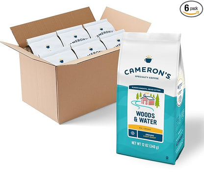 Cameron's Coffee Roasted Ground Coffee Bag, Woods & Water, 12 Ounce, Pack of 6 - NEW