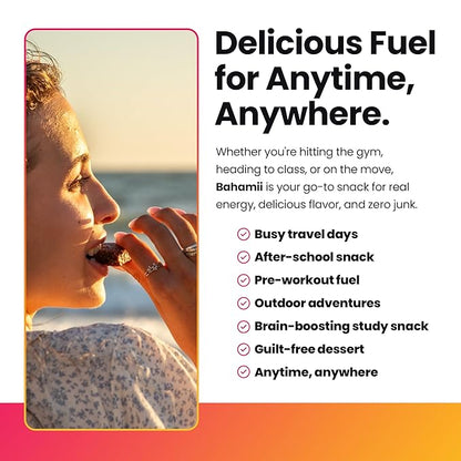 Bahamii Snack Bars, Made with Dates & Nuts, Healthy Snacks, Gluten Free, Good Source of Fiber, Only 6 Ingredients, For Kids & Adults, No Added Sugar, Vegan, 12 Pack, Coconut Vanilla
