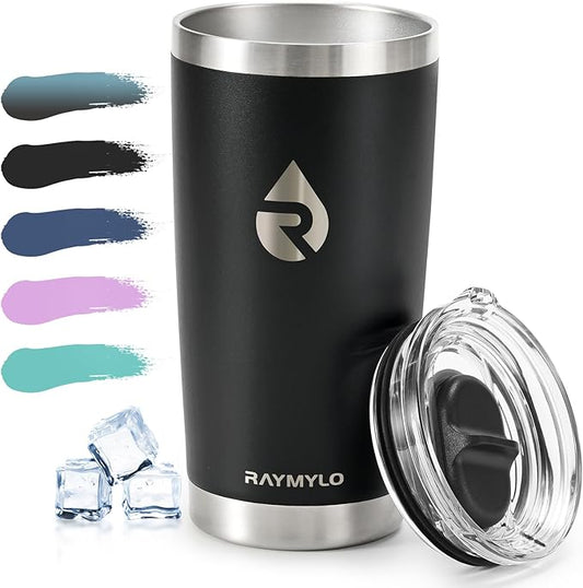 20 oz Coffee Tumbler - Insulated Stainless Steel Travel Mug for Hot/Cold, Spill Proof with BPA-Free Detachable Lid, Coffee Cup Fits Most Car holder, Includes Chic Stickers, Magic Black