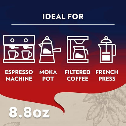 Lavazza Crema e Gusto Ground Coffee, Medium Roast, Arabica and Robusta Blend, 8.8 oz Brick (Pack of 20)