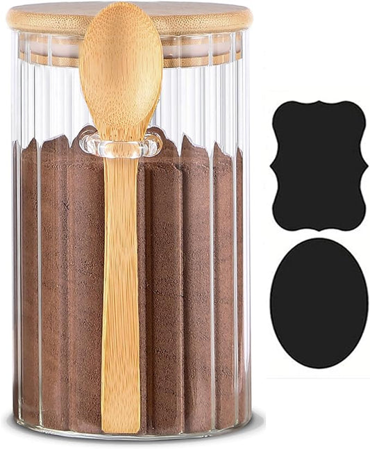 25 FL OZ Large Airtight Glass Jar with Bamboo Spoons Lids Overnight Oats Container Decorative Coffee Bar Food Storage Jar Cereal Nuts Salts Coffee Tea Flour Sugar Container Spice Jar