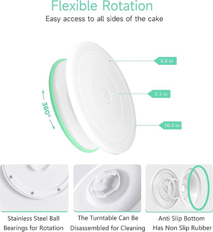 Cake Decorating Kit,137pcs Cake Decorating Supplies with Cake Turntable for Decorating,Pastry Piping Bag,Russian Piping Tips Baking Tools, Cake Baking Supplies for Beginners(Green)
