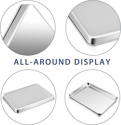 P&P CHEF 12.5 Inch Baking Cookie Sheet, Oven Pan Tray Stainless Steel Sheet Pan for Kitchen, Oven Bakeware for Multi Uses, Shiny Look & Dishwasher Safe, Healthy & Heavy Duty, 4Pcs