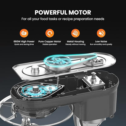 VIVOHOME Stand Mixer, 660W 10 Speed 6 Quart Tilt-Head Kitchen Electric Food Mixer with Beater, Dough Hook, Wire Whip and Egg Separator, Gray