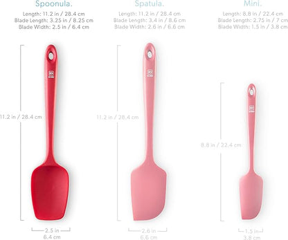 DI ORO Silicone Spoon Spatula - 600°F Heat-Resistant Large Silicone Spoonula Scraper - BPA Free Nonstick Cookware Safe Rubber Kitchen Utensil for Baking, Cooking, & Mixing - Dishwasher Safe (Red)