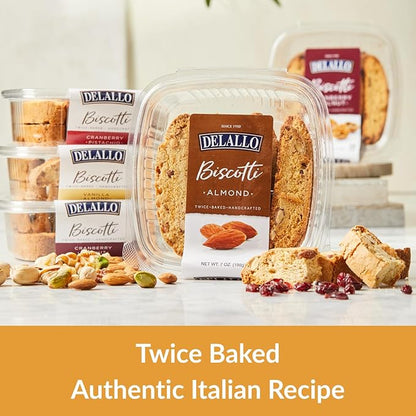 DeLallo Almond Biscotti, (4 Pack), Authentic Italian Recipe, Golden Brown Twice Baked Cookies, Kosher, Non-GMO, All Natural Italian Biscuits Made in Small Batches, Nutty Warm Flavor