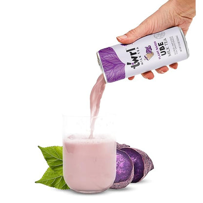 Twrl Milk Tea - Ube Milk Tea Made with Plant-Based Milk, Caffeine-Free, Low Sugar, Organic, Antioxidant-Rich and Nitro-Infused for Smooth Taste - 7.5 Ounce, Pack of 12